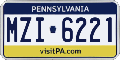 PA license plate MZI6221