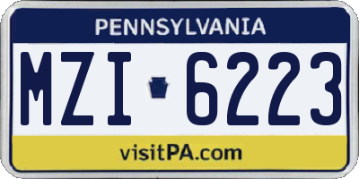 PA license plate MZI6223