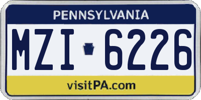 PA license plate MZI6226
