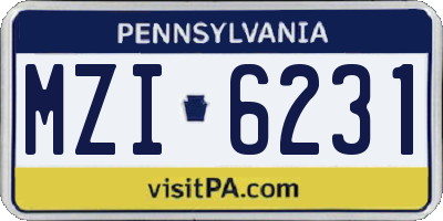 PA license plate MZI6231
