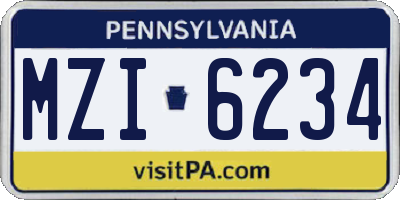 PA license plate MZI6234