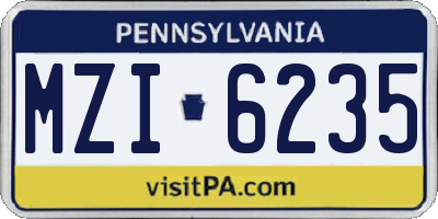 PA license plate MZI6235
