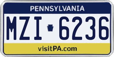 PA license plate MZI6236
