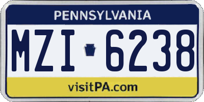 PA license plate MZI6238