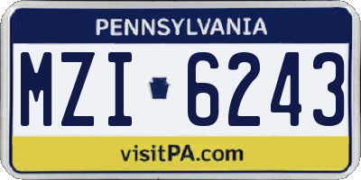 PA license plate MZI6243