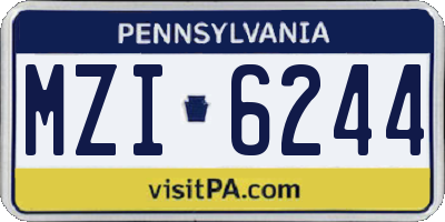 PA license plate MZI6244