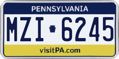 PA license plate MZI6245