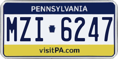 PA license plate MZI6247