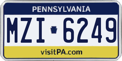 PA license plate MZI6249