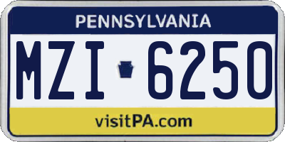 PA license plate MZI6250