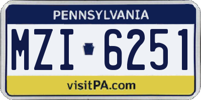 PA license plate MZI6251