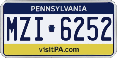 PA license plate MZI6252