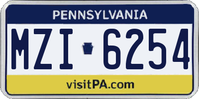 PA license plate MZI6254