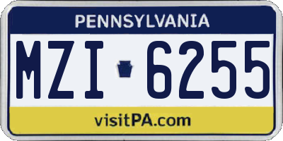 PA license plate MZI6255