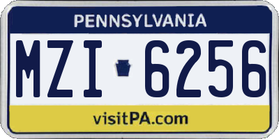 PA license plate MZI6256