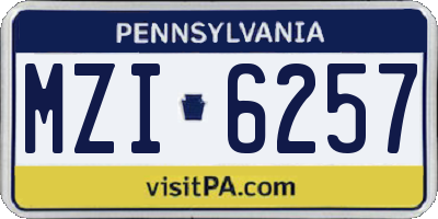 PA license plate MZI6257