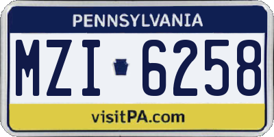 PA license plate MZI6258