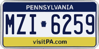 PA license plate MZI6259