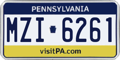 PA license plate MZI6261