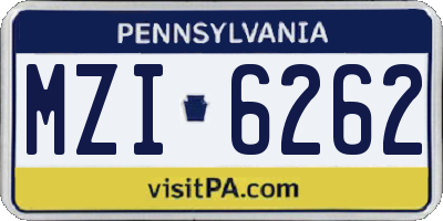PA license plate MZI6262