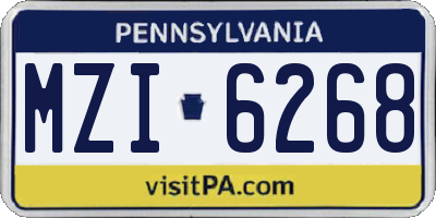 PA license plate MZI6268