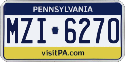 PA license plate MZI6270