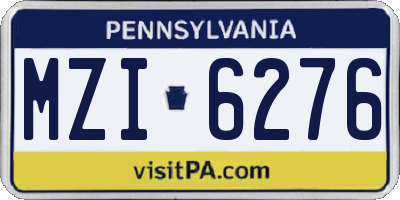 PA license plate MZI6276