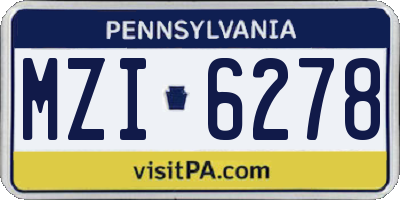PA license plate MZI6278
