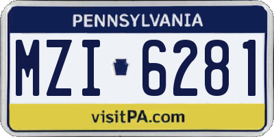 PA license plate MZI6281