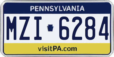 PA license plate MZI6284