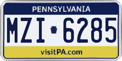 PA license plate MZI6285