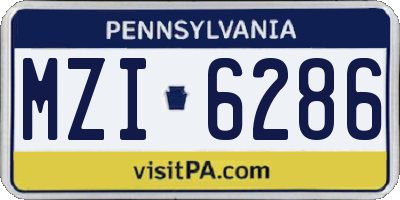 PA license plate MZI6286