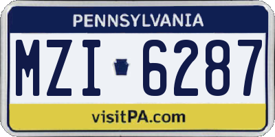 PA license plate MZI6287