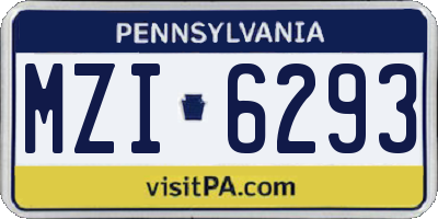 PA license plate MZI6293
