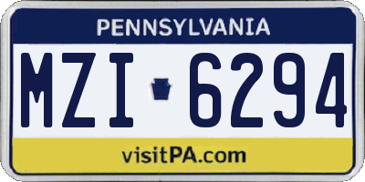PA license plate MZI6294