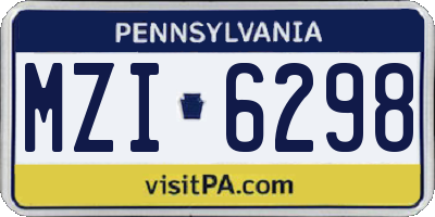 PA license plate MZI6298