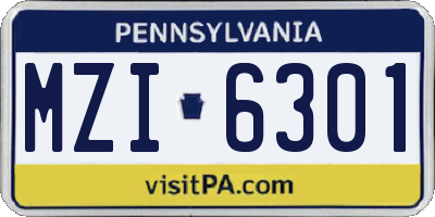 PA license plate MZI6301