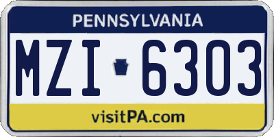 PA license plate MZI6303