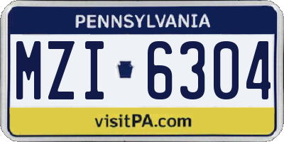 PA license plate MZI6304