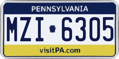 PA license plate MZI6305