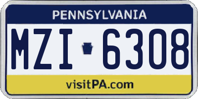 PA license plate MZI6308