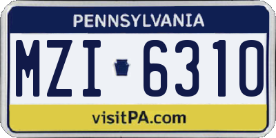 PA license plate MZI6310