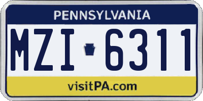 PA license plate MZI6311