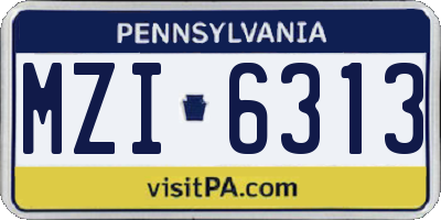 PA license plate MZI6313
