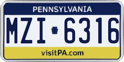 PA license plate MZI6316
