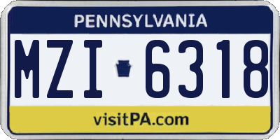 PA license plate MZI6318