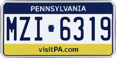 PA license plate MZI6319