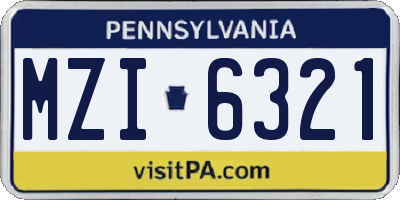 PA license plate MZI6321