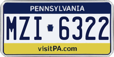 PA license plate MZI6322