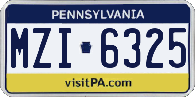 PA license plate MZI6325